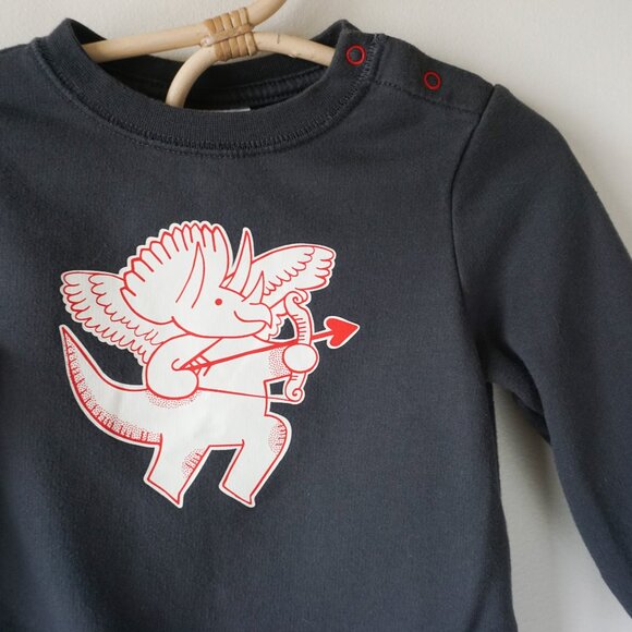 Cat & Jack Dinosaur Valentine Cupid Fleece Sweatshirt Gray Baby Sz 18m - Picture 3 of 8